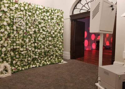 event hire - flower wall and photo pod